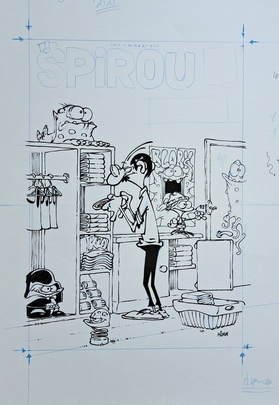Midam, Kid Paddle - couverture du journal de Spirou n°4360 - Planche originale