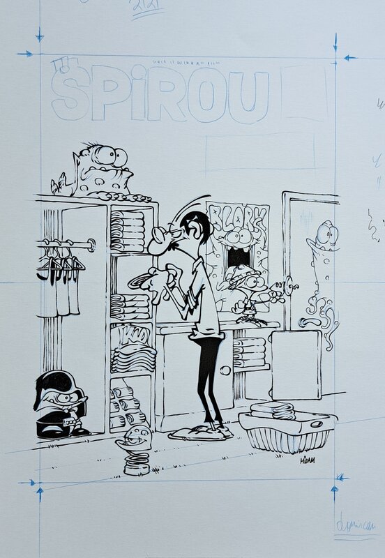 Midam, Kid Paddle - couverture du journal de Spirou n°4360 - Planche originale