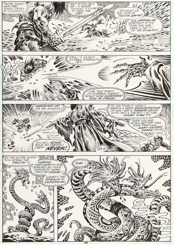 John Buscema, Ernie Chan, Savage Sword of Conan - Skull on the seas - T193 p 49 - Planche originale