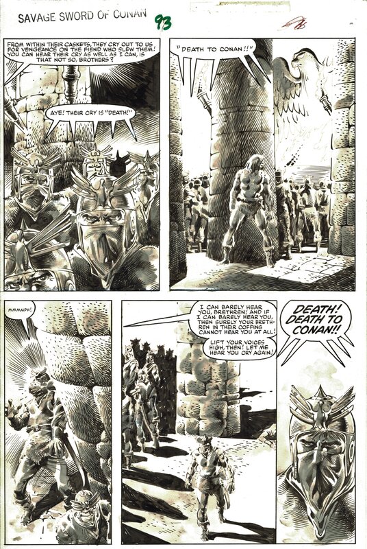 En vente - John Buscema, Rudy Nebres, The Savage Sword of Conan #93 Pg.9 - Planche originale