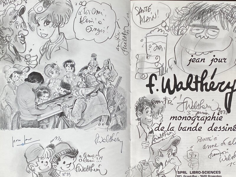 François Walthéry, Illustrations originales de ses personnages principaux et autoportrait - Sketch
