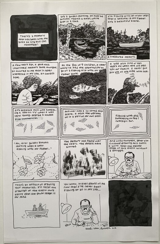 Noah Van Sciver - As a cartoonist - Fishing - Planche originale