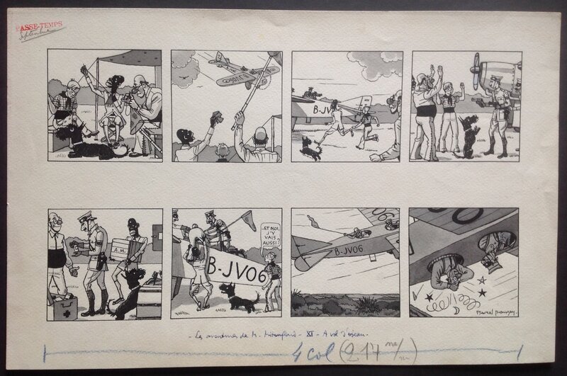 En vente - Prangey Planche Originale 11 Oncle Mitouflard avion haute voltige B - JV06 , Album BD Genre Tintin Éo Année 30 Pub pour NESTLÉ - Planche originale