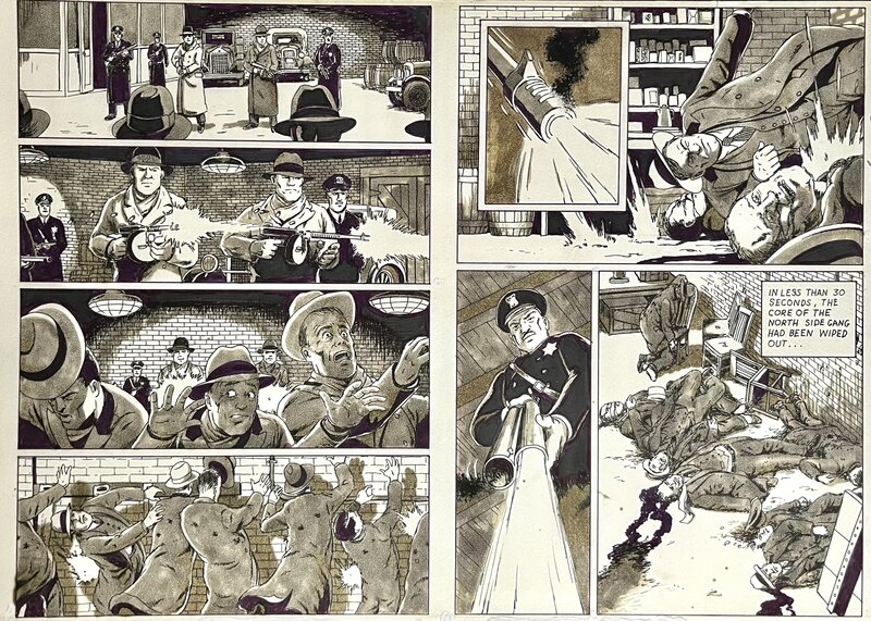 Wayne Vansant, Saint Valentine's Day Massacre (double page) - Le Massacre de la Saint-Valentin - Planche originale