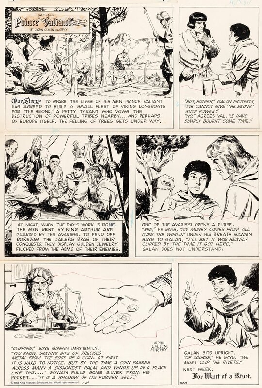 John Cullen Murphy, Hal Foster, Prince Valiant - Sunday 24 Janvier 1988 - page 2659 - Planche originale