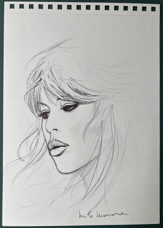 En vente - Milo Manara, Portrait de Brigitte BARDOT - Planche originale