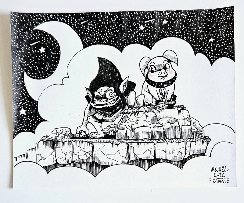 oTTami, Dessin original de l'Inktober 2022 : Crapaud de Taram et le Chaudron Magique ! - Original Illustration