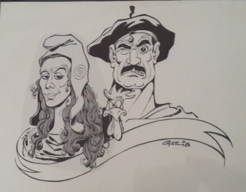 Gotlib, Superdupont et Marianne - Original Illustration