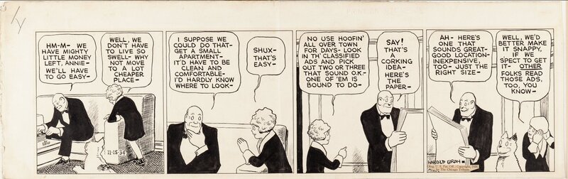 Little Orphan Annie 11/15/34 and 11/16/34 by Harold Gray - Planche originale