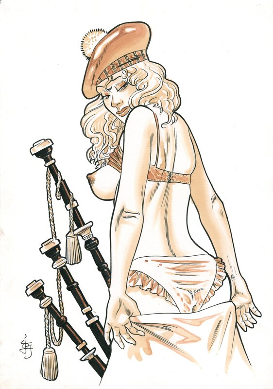 En vente - Olaf Boccère, Scotish girl, El Vibora cover - Illustration originale