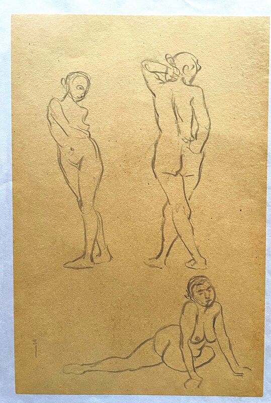 Frank Frazetta - 3 Nudes - Illustration originale