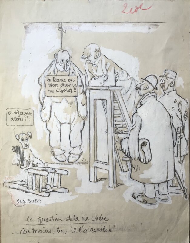 Gus Bofa, La question de la vie chère - Original Illustration