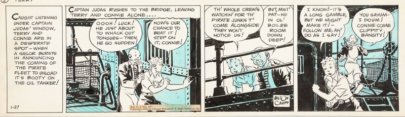 Milton Caniff, Terry et les Pirates . Strip du 27 janvier 1936 . - Comic Strip