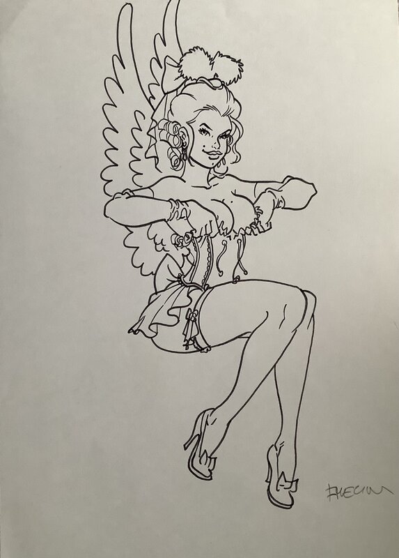Pin up ailé by Félix Meynet - Original Illustration