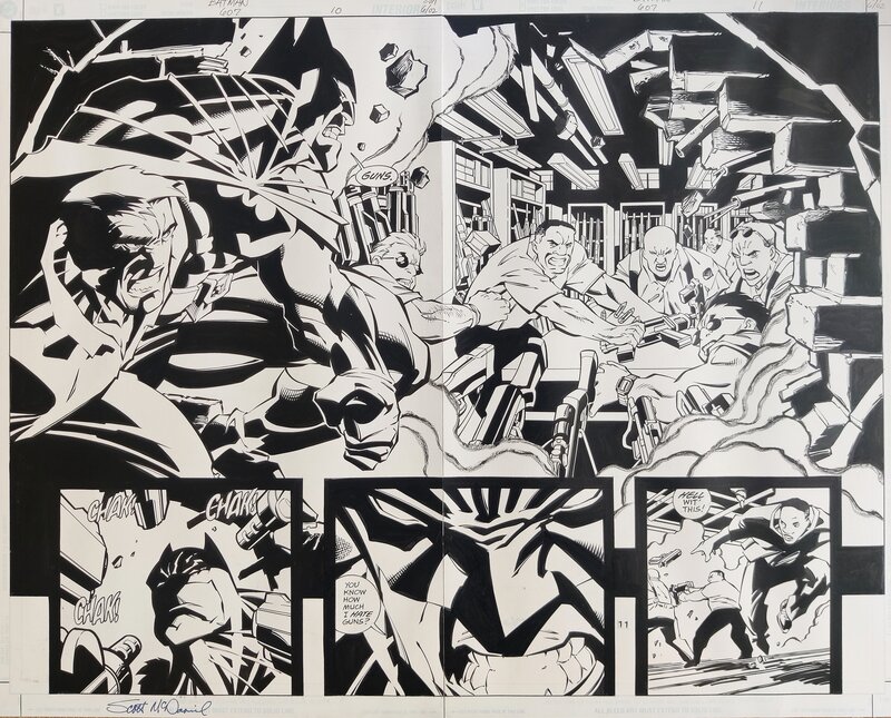 McDaniel Scott, Owens Andy, Batman & Cain double Splash - Scott McDaniel et Andy Owens - Planche originale