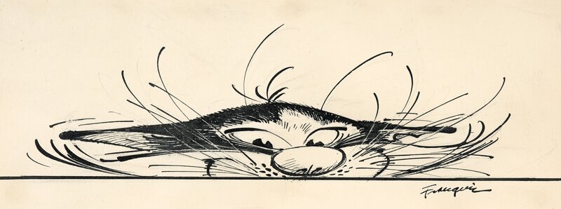 Le chat de Gaston par André Franquin - Illustration originale