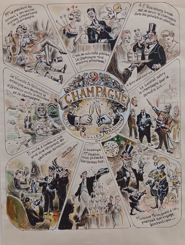 Champagne by Winshluss - Original Illustration