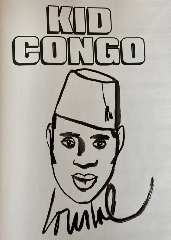 Loustal, illustration originale, Kid Congo. - Dédicace