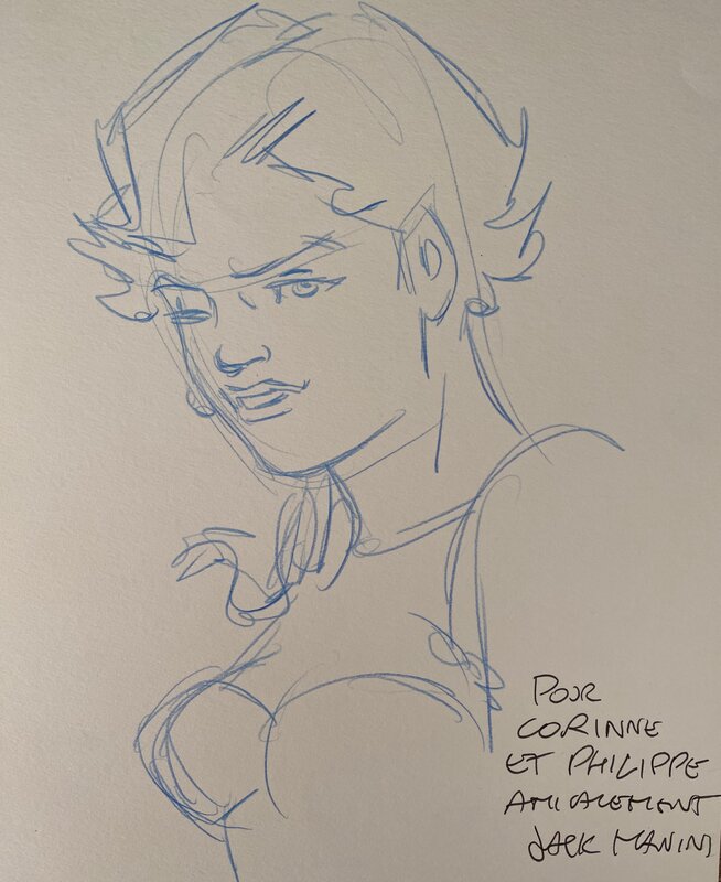 Jack Manini, illustration originale, Morgane. - Dédicace