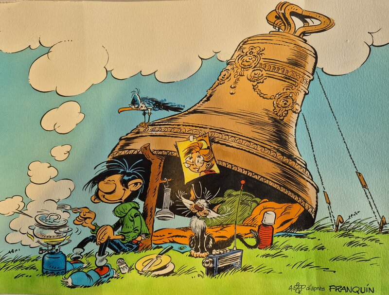 En vente - Hommage à Franquin par André Sipp - Planche originale