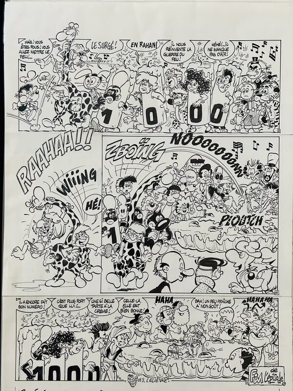 Curd Ridel, Jacques Lelièvre, José Cabrero Arnal, Radio kids & (presque) toute la famille de Pif Gadget pour son 1000 ème numéro 🤗🥳🎂 - Planche originale