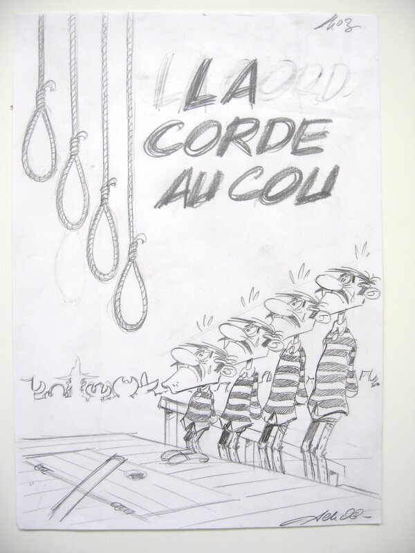 (2011) Achdé - Les nouvelles aventures de Lucky Luke T2 - La corde au cou - Essai de couverture original - Original Cover