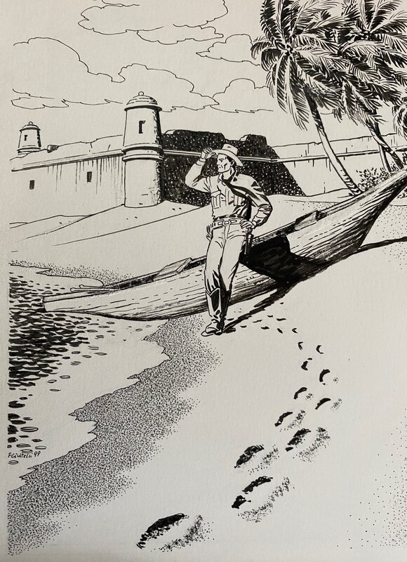 Fabio Civitelli, illustration originale, Tex, Côtes du Panama. - Illustration originale