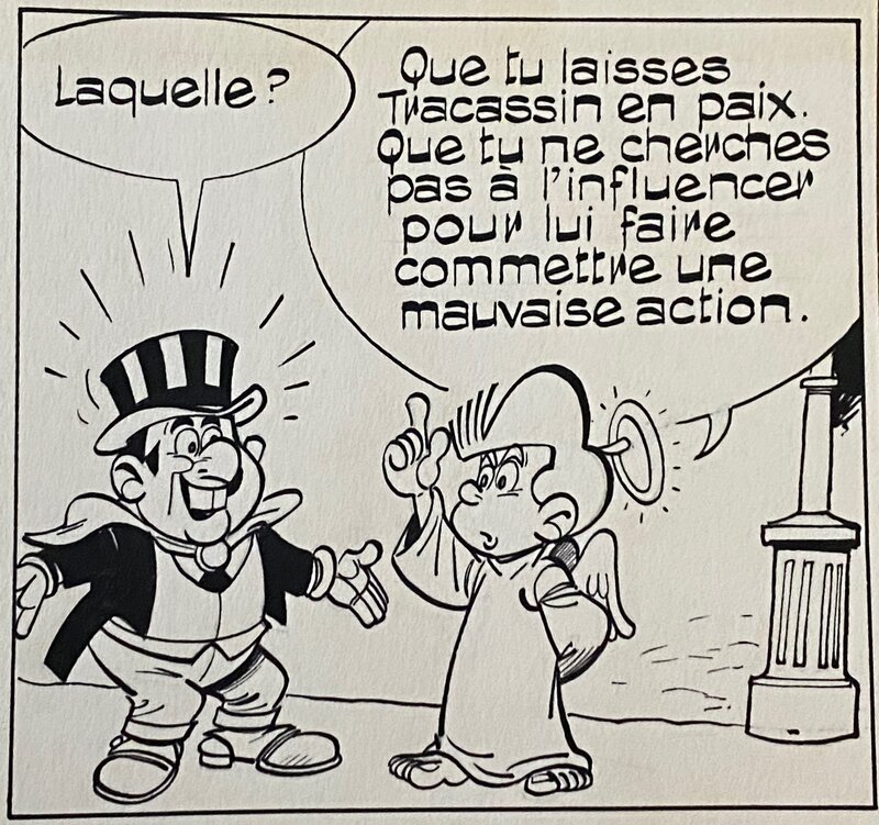 Jean Chakir, planche originale, case représentant Séraphin et Angelure. - Planche originale