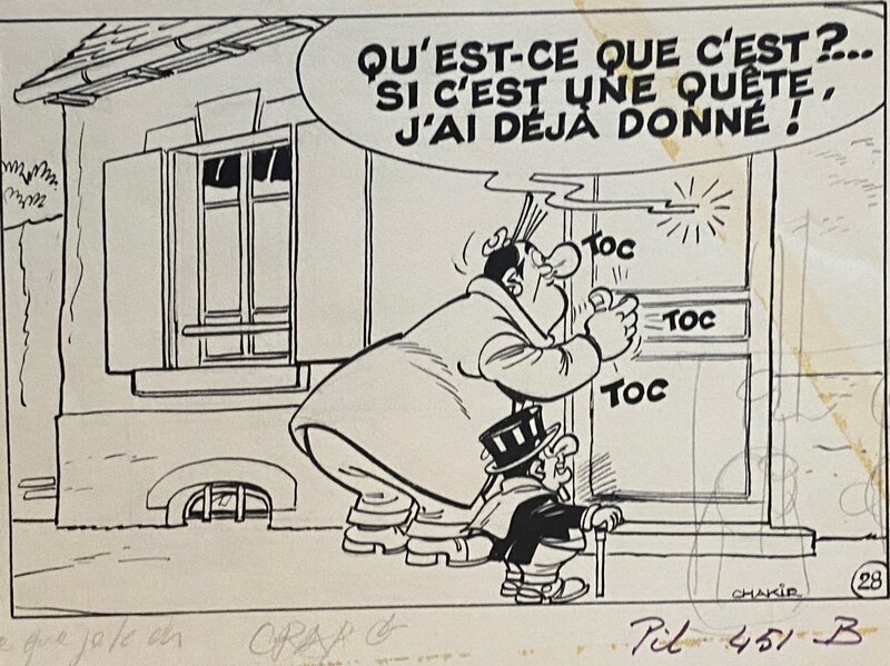 Jean Chakir, planche originale, case représentant Tracassin et Angelure. - Comic Strip