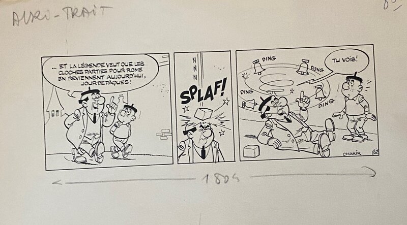 Jean Chakir, planche originale, Monsieur Splaf, Jour de Pâques. - Comic Strip