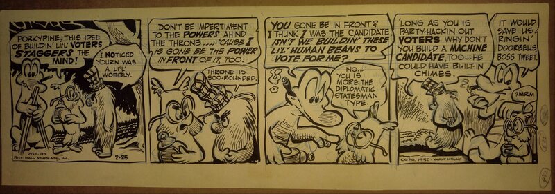 Walt Kelly, Pogo possum - voters' staggers - Planche originale