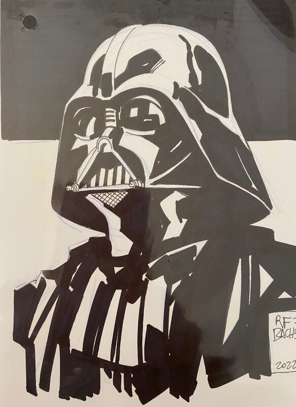 Star Wars Dark Vador , illustration originale par R. F. Bachs . - Illustration originale