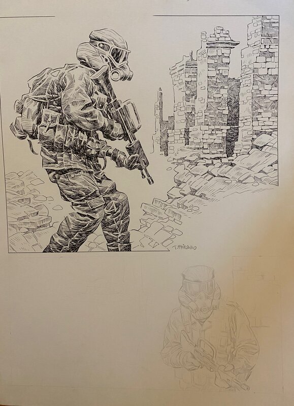 Thomas Frisano, illustration originale, Soldat. - Illustration originale