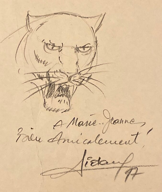 Edouard Aidans, illustration originale, Arahm le Tigre à dents de sabre. - Sketch