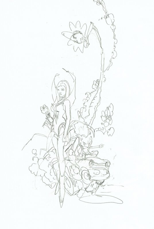 Chris Bachalo, Wanted Pin Up Prelim - Illustration originale