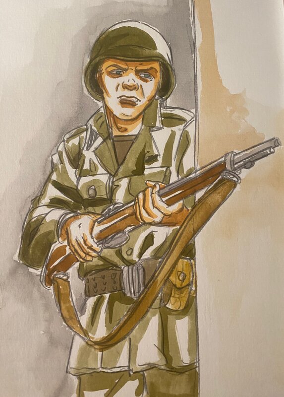 Pierre Legein, illustration originale, WWII GI, 
