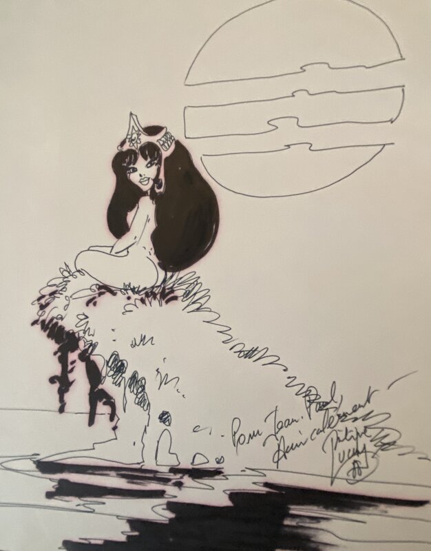 Philippe Luguy, illustration originale, Balkis sur un rocher, 