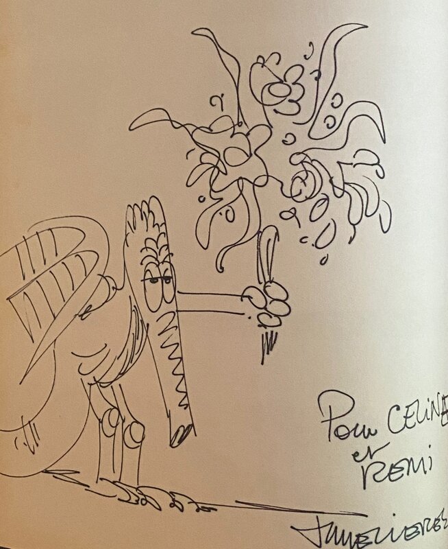 Jean-Claude Mézières, illustration originale, avec les compliments du Shingouz ,