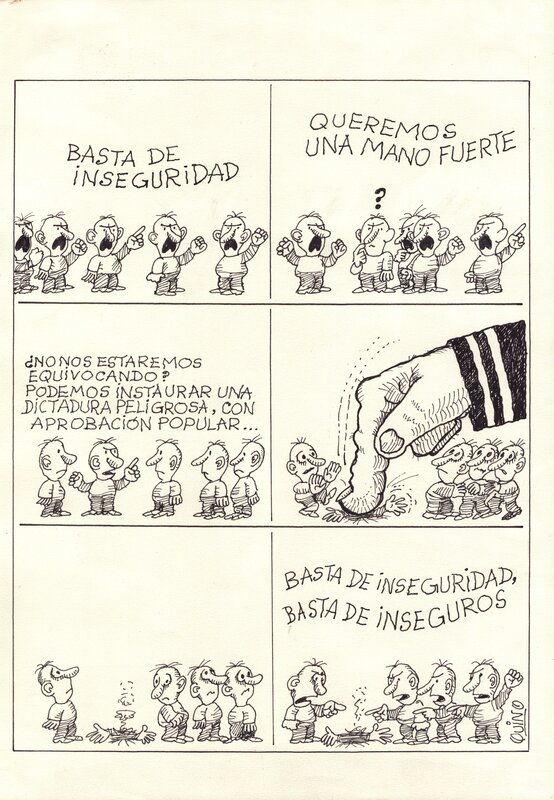 En vente - Quino - Basta de inseguridad - Planche originale