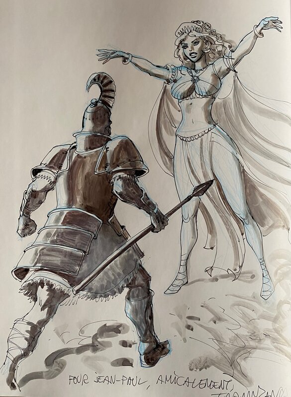 Pierre Taranzano, illustration originale, Aphrodite et un Hoplite, 
