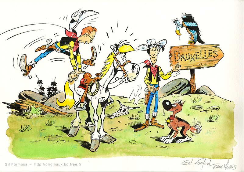 Gil Formosa, Hommage à MORRIS et LUCKY LUKE ! - Illustration originale