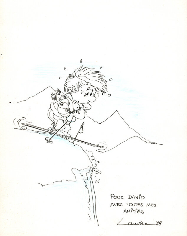 Cédric fait du ski by Laudec - Original Illustration