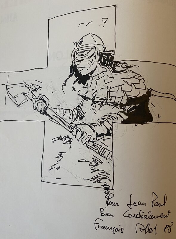 François Allot, illustration originale, Guerrier scythe, Les Écluses du Ciel, T4, 