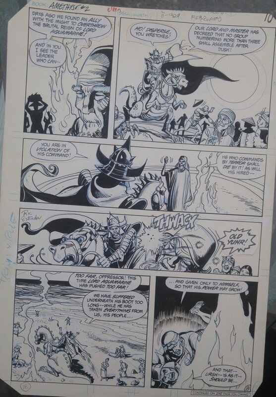 Ric Estrada, Romeo Tanghal, Amethyst #2 p.8 Gem World Lord Aquamarine abuses old Yuhr! - Planche originale