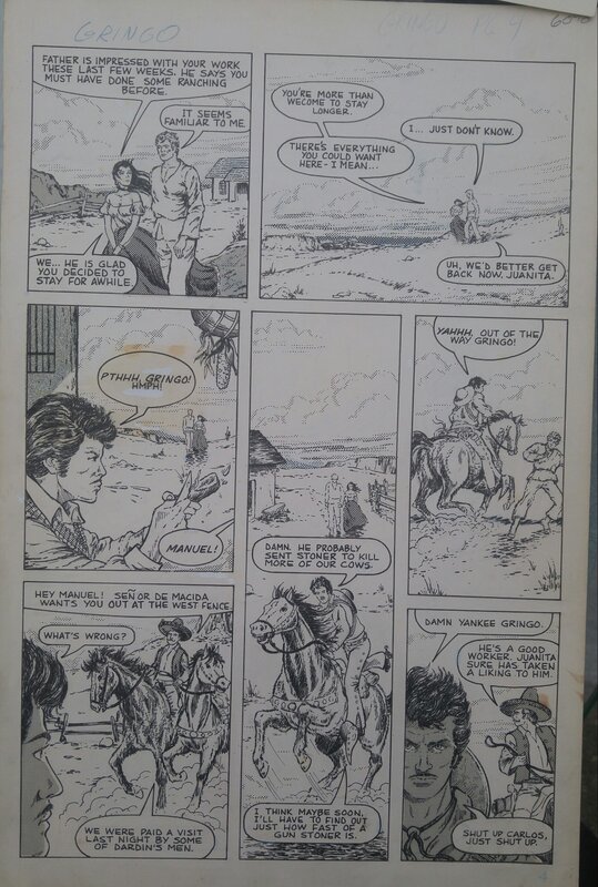 Wayne Reid, Dirk Johnson, Gringo. Page 4 His amnesia subsides and unpleasant memories return! - Planche originale