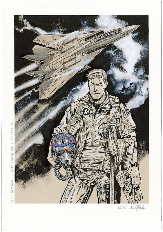 En vente - Gil Formosa, BUCK DANNY - MAVERICK - F14 - Illustration originale