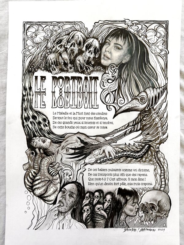 GAMA BENZENO, Le PORTRAIT 1/2 Charles Baudelaire, les fleurs du Mal - Planche originale