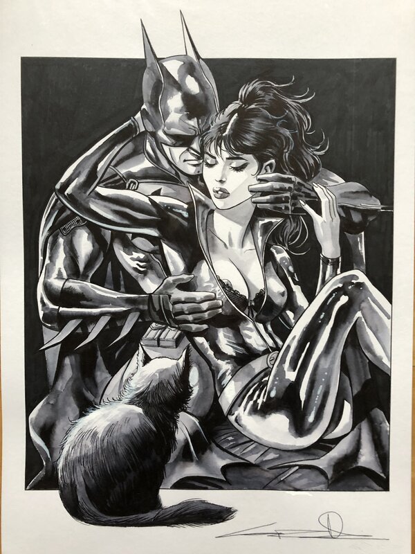 Guiseppe Candita, Batman and cat woman - Original Illustration