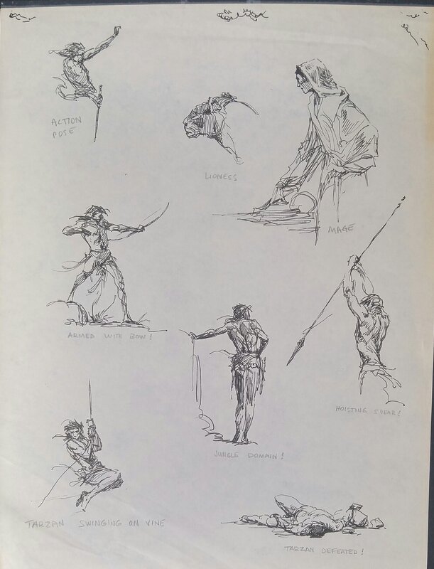 Roy G. Krenkel, Edgar Rice Boroughs Tarzan action sketches - Original art