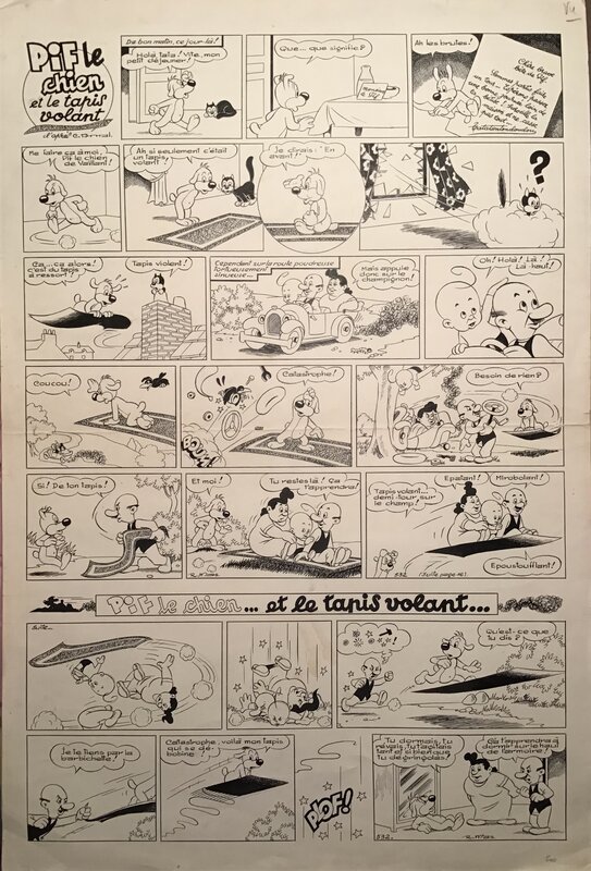 Roger Mas, José Cabrero Arnal, Pif le chien et le tapis volant - Planche originale